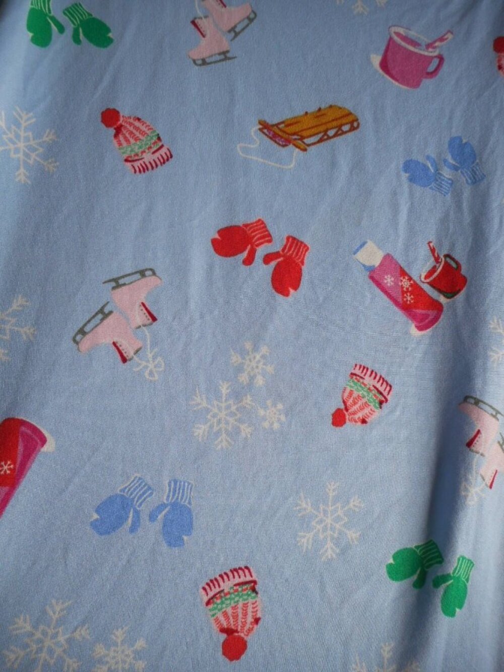 Joyspun Nightgown Nightshirt Sleepwear pockets Blue winter Sz L / XL sled snow - Picture 3 of 5